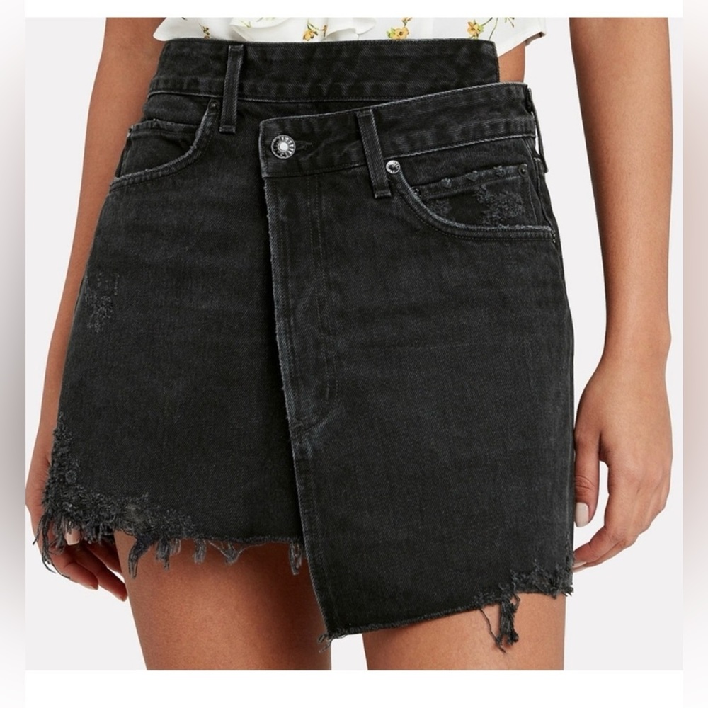 Agolde Black Criss Cross Denim Miniskirt size 28